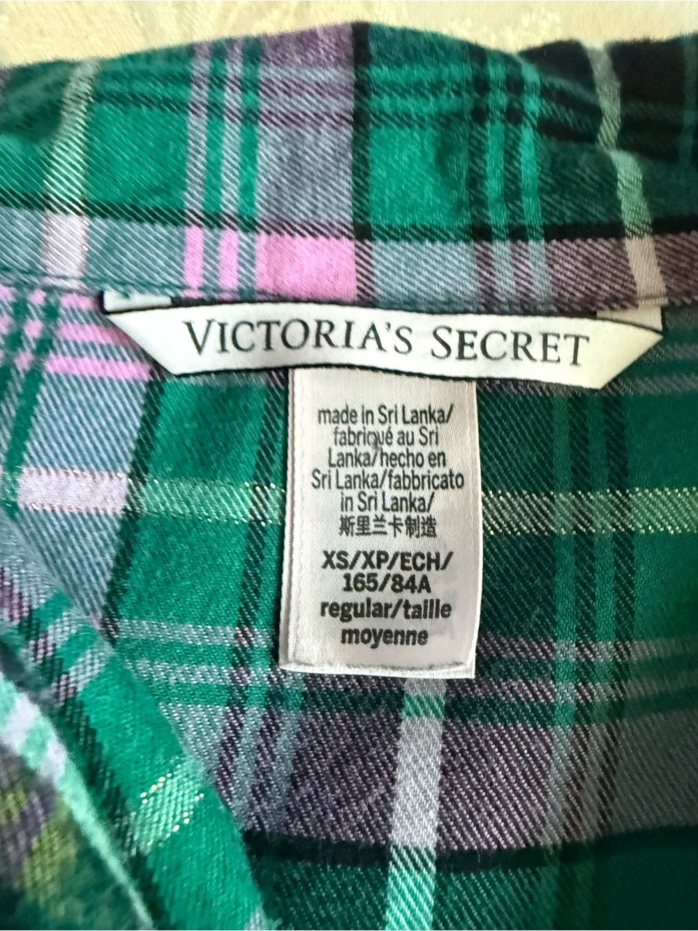 Victoria’s Secret Plaid Button Up Shirt XS -SM Metallic Thread Cotton Modal - Picture 6 of 10